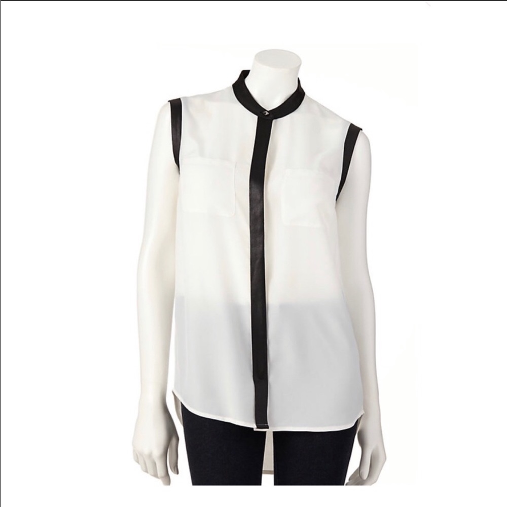 Sleeveless White and Black Women's Top